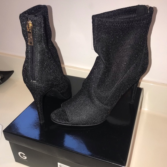 Sparkly Black Guess open toe booties barely worn! - Picture 1 of 4